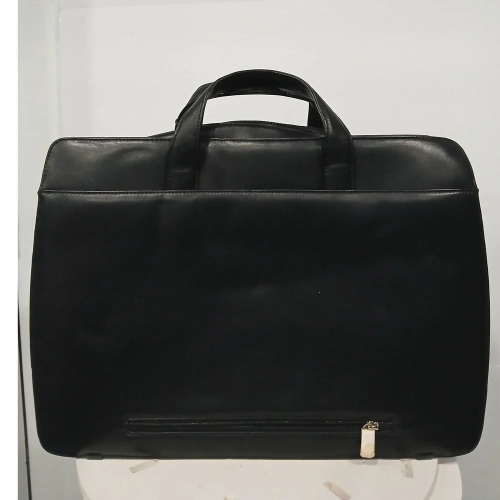 NEW Hartmann Limited Edition Black Leather Laptop Lawyer Briefcase Messenger Bag